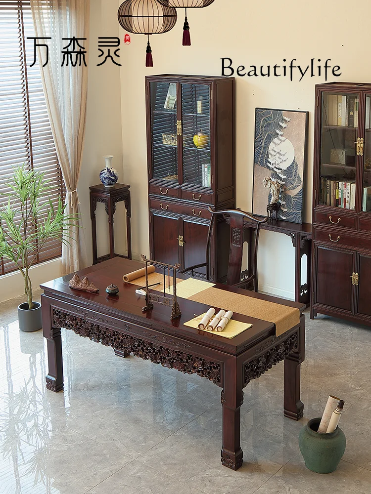 Simple Rosewood Painting Table Retro Chinese Office Calligraphy Table Ming Style Antique Reproduction Furniture