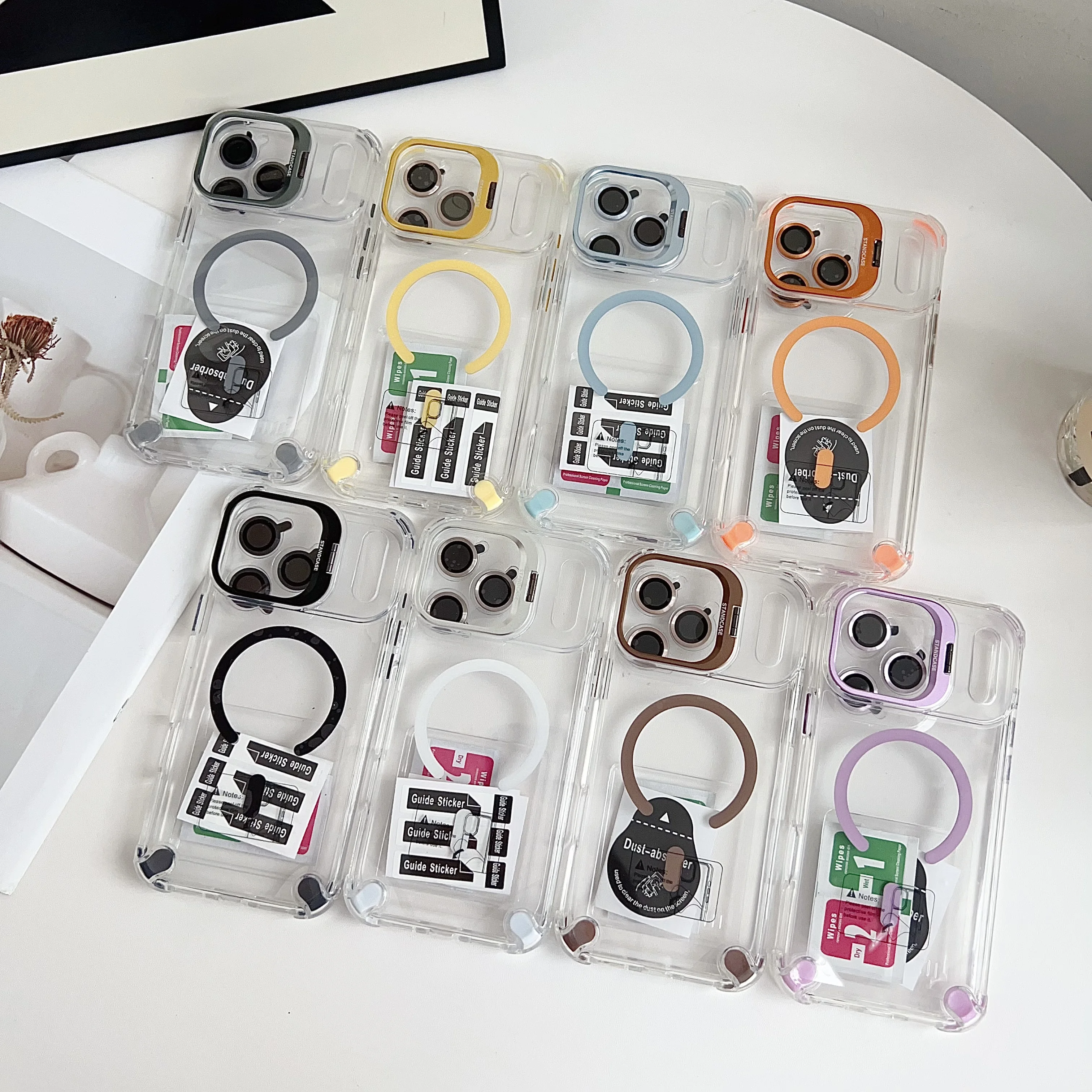 For Magsafe Hidden Holder Clear Case For iPhone 17 Pro Max Air 16 15 14 Plus 13 12 With Camera Glass Protector Shockproof Cover - view 6