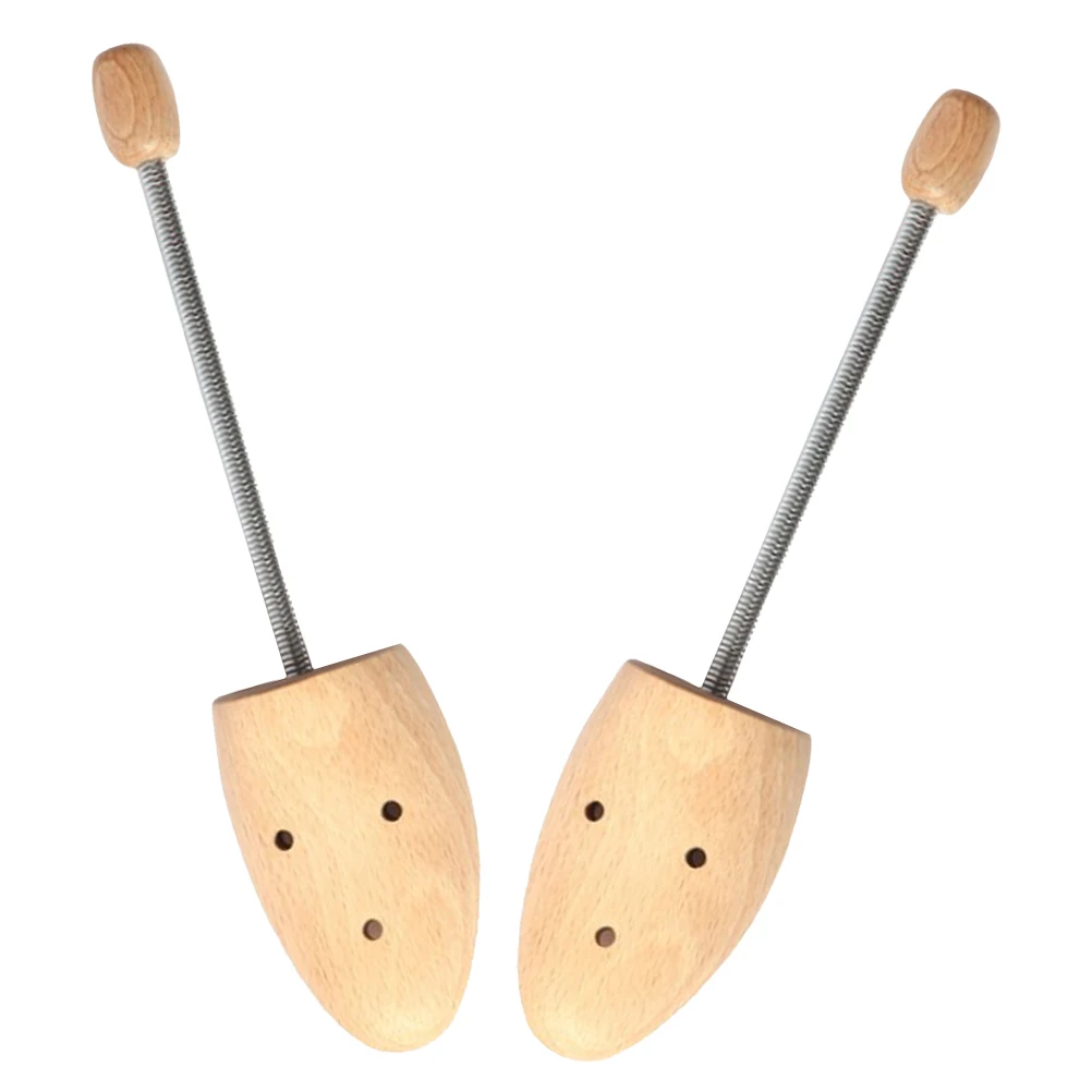 1Pair Beech Wooden Shoe Stretcher Adjustable Spring Design for Various Shoes Sizes Men Women Comfortable Shaping Tool