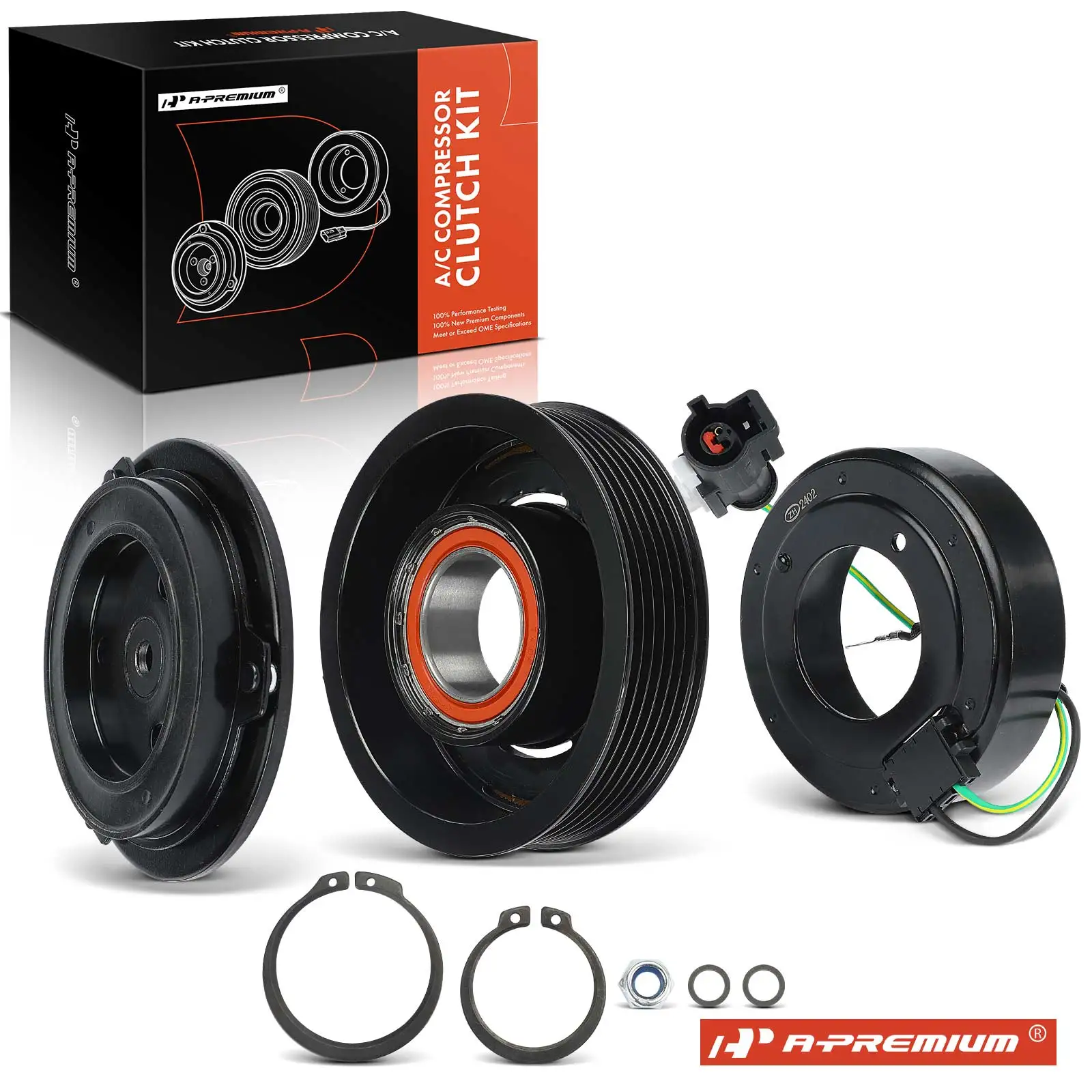 A-Premium AC Compressor Clutch Kit with 6 Groove Pulleys for Land Rover Range Rover Range Rover Sport 2006-2009