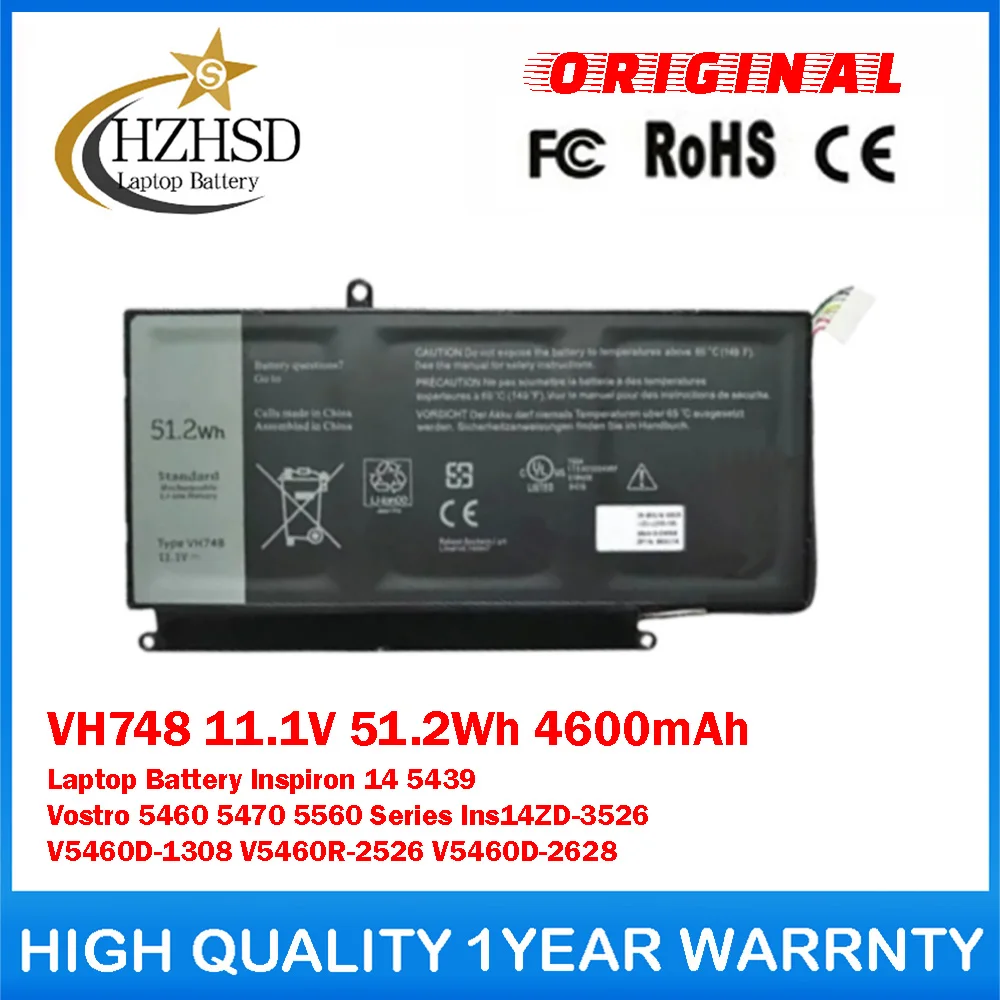 VH748 11.1V 51.2Wh 4600mAh Genuine Original Laptop Battery For Dell Inspiron 14 5439 Vostro 5460 5470 Ins14ZD-3526 V5460D-1308