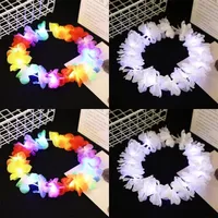 1pcs Women Girl Flash Headband LED Hawaii Lei Headband Glow Light up Flower Crown Wreath Birthday Party Halloween Party Supplies