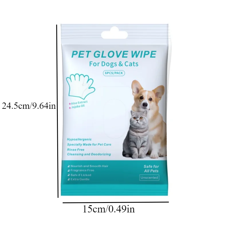 1/2pack Disposable Pet Cleaning Gloves Wash Free Cats Dogs SPA Bath Supplies Massage Non Woven Fabric No Rinse Eye Wipe Gloves