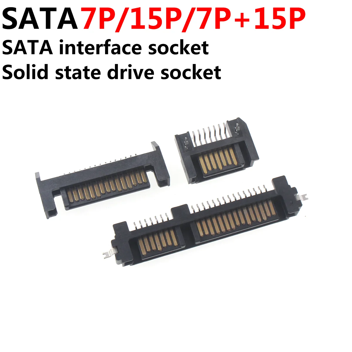 

10pcs SATA Interface Socket SSD Solid State Drive Seat 7+15P 7P 22PIN Bent bend needle Male Sata Connector