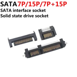Conector de interfaz SATA de 10 piezas, unidad de estado sólido SSD, Seat 7 + 15P, 7P, 22 Pines, aguja doblada, macho