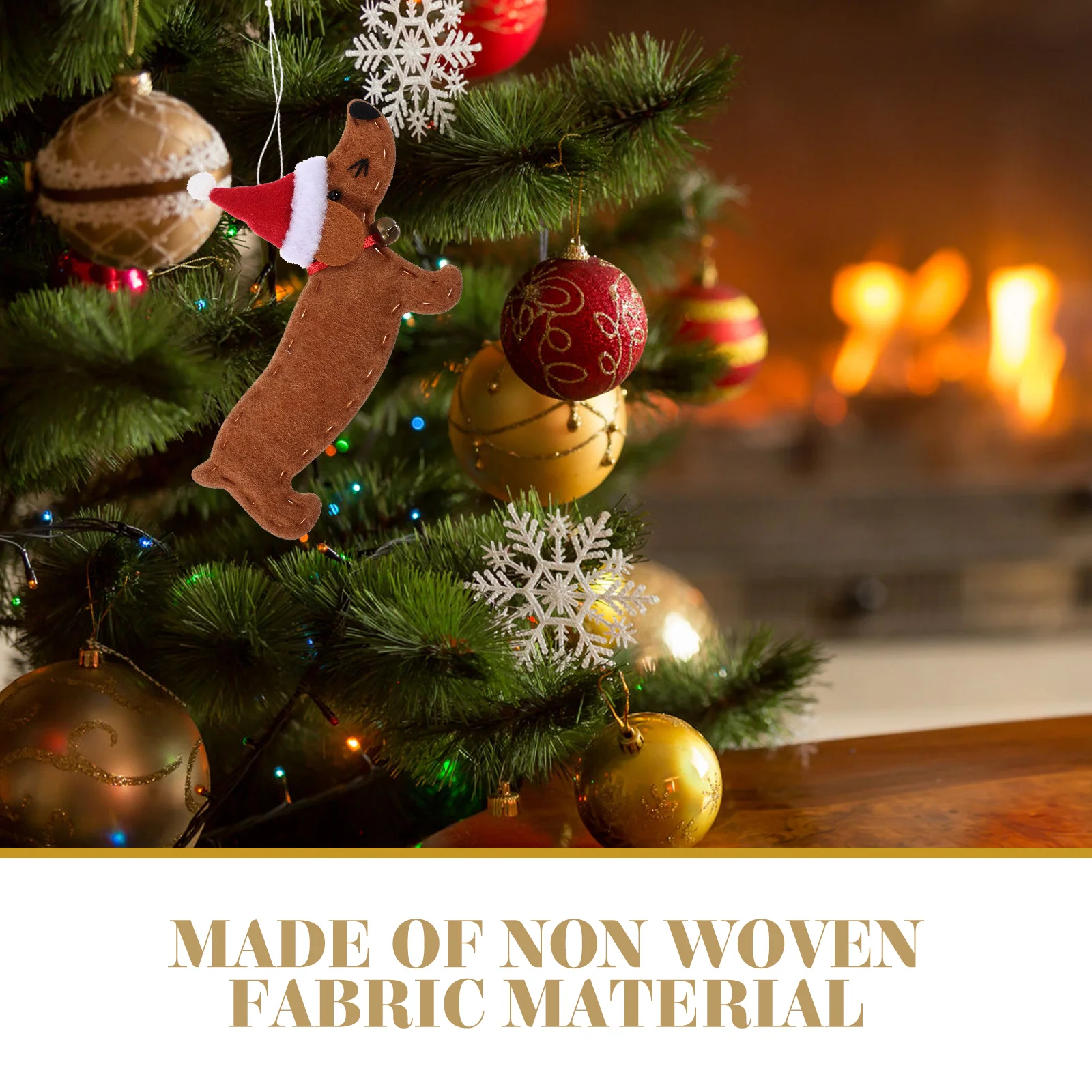 

4 Pcs Christmas Tree Dachshund Ornament Brown Decor Tannen Decorations Corgi Wiener