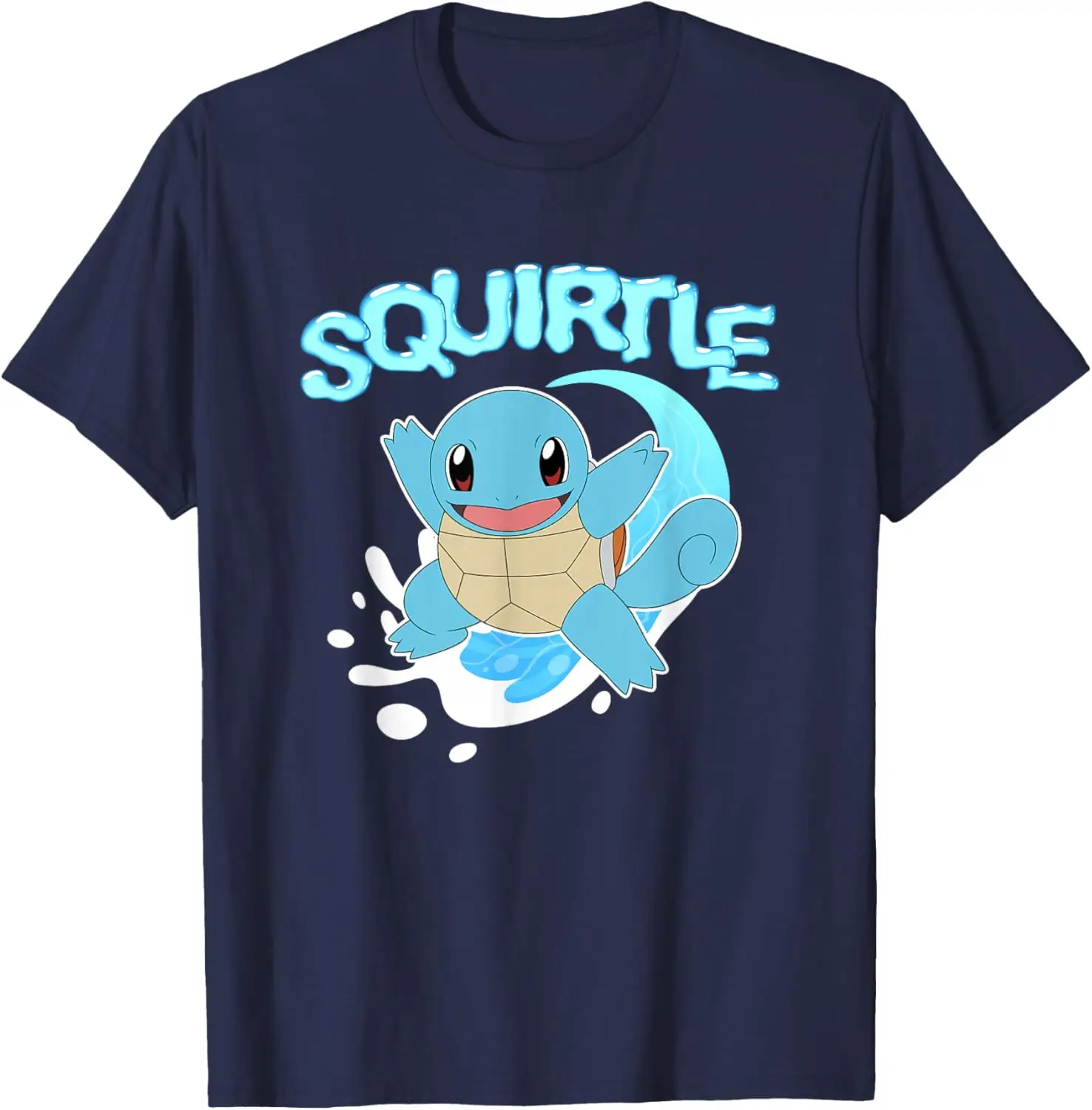 Pokémon Squirtle Riding A Wave Cute Shot T-Shirt S-6XL