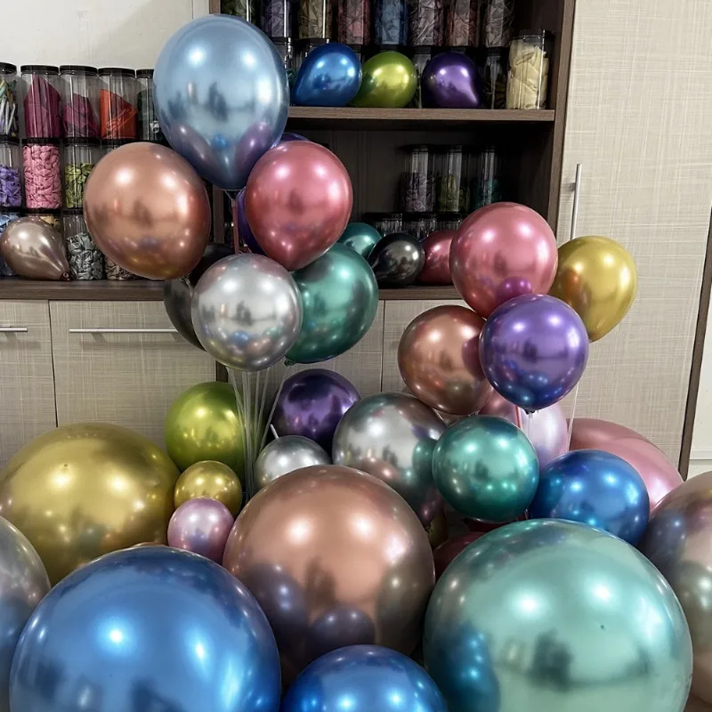 10\12in 10\20\30PCS Chrome Metal Latex Balloons for Commercial Celebrations Birthdays Weddings Anniversaries Balloon Decorations