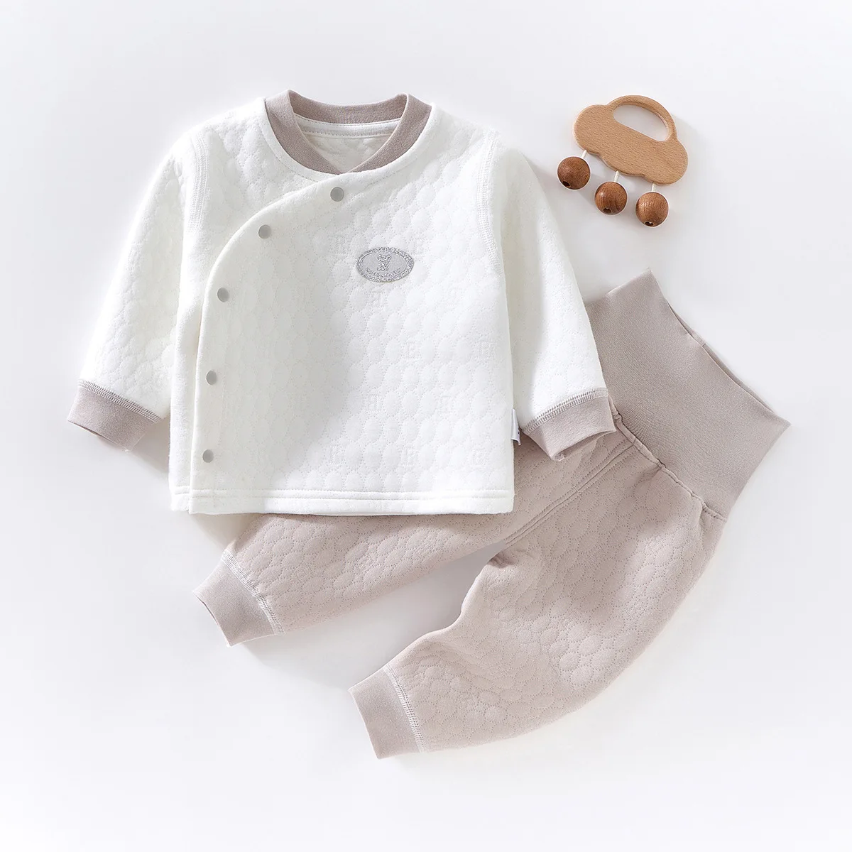 Somenie  Cotton Padded High Waist Baby Thermal Set Autumn Winter Belly Protection Separate Underwear