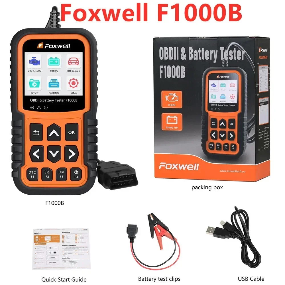 Best Foxwell F1000B CAN OBDII/EOBD Code Reader & Battery Tester 2 in 1 12V Battery Analyzer OBD Code Reader PK BT705 BT715 BT780