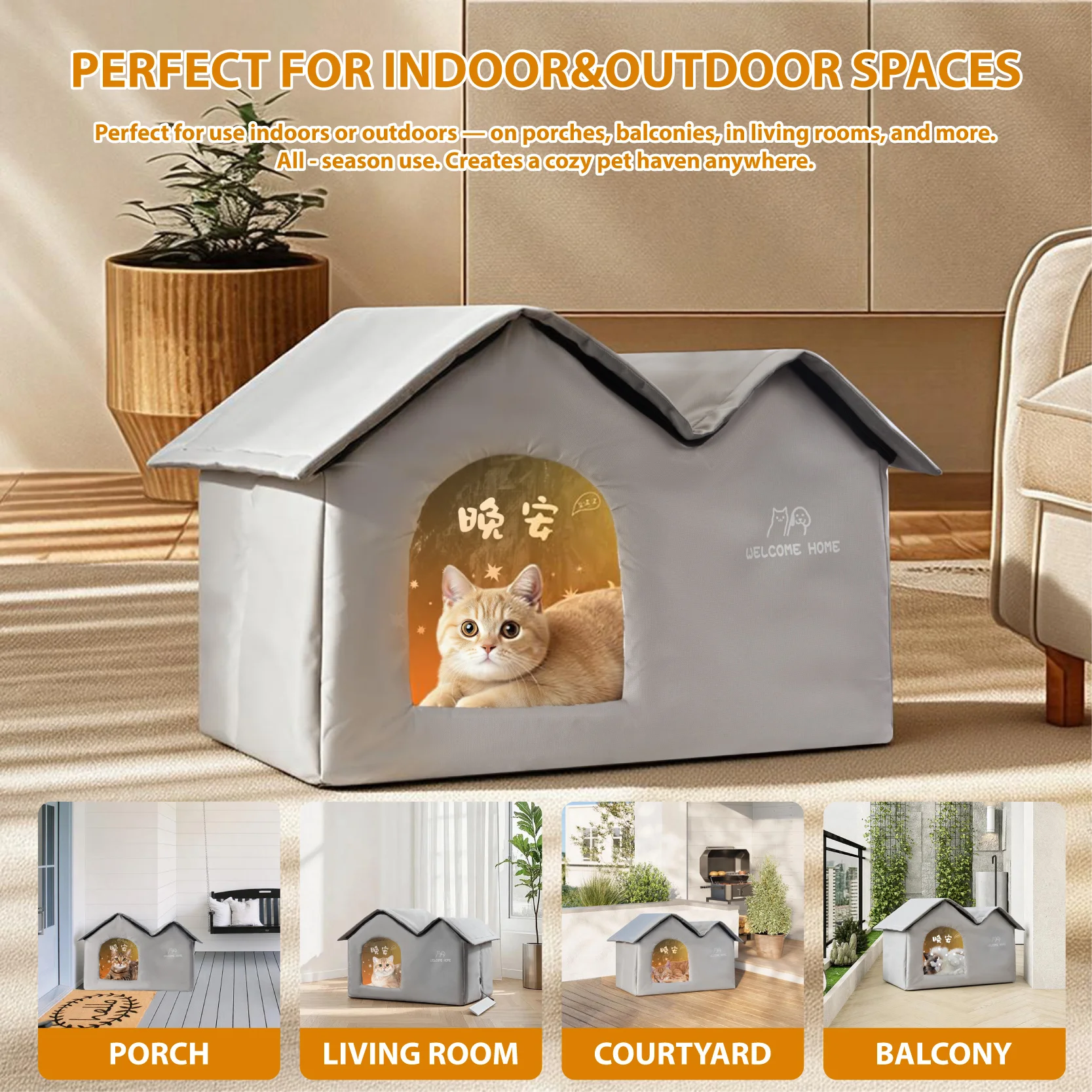 Lit de chat chauffant USB à température réglable, pour toutes les saisons, tapis intérieur et extérieur pour animaux de compagnie