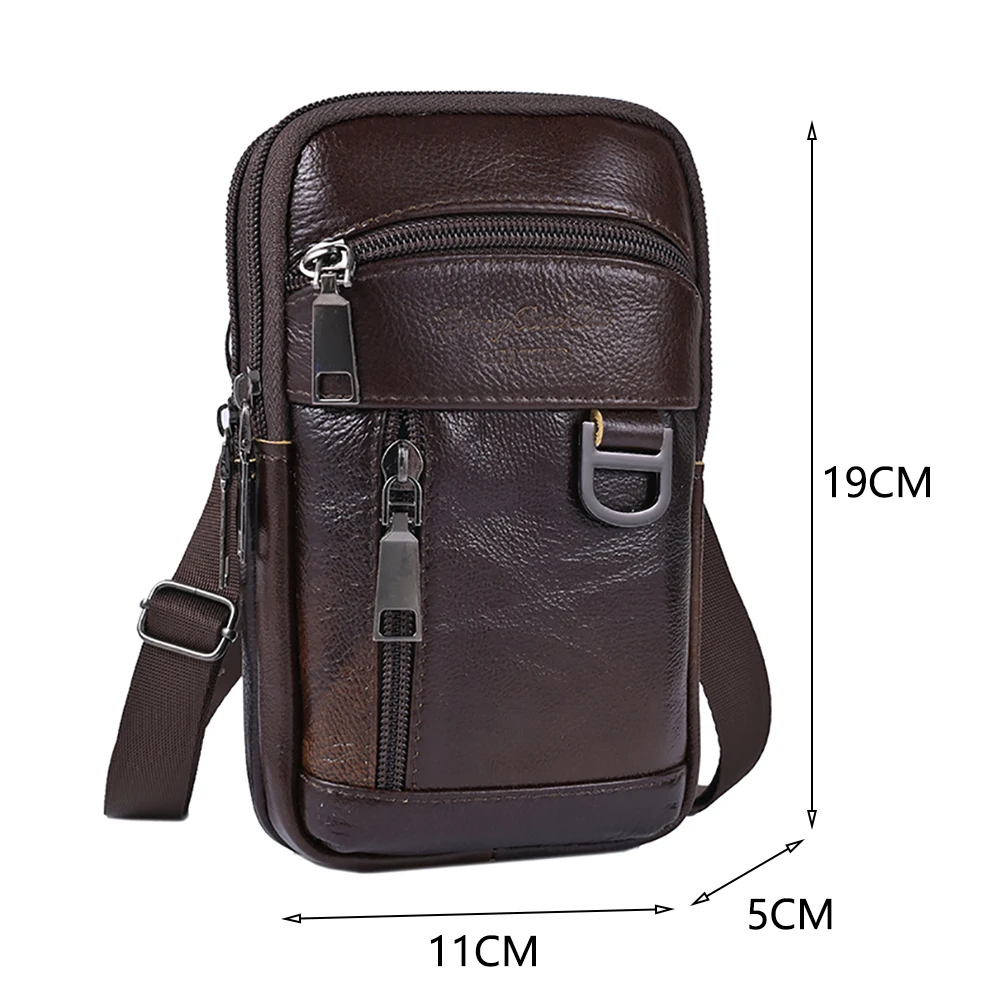 Men Simple Shoulder Bag Waterproof Leather Vintage Waist Pouch Lightweight Fashion Sling Bag Male Travel Outdoor Bag