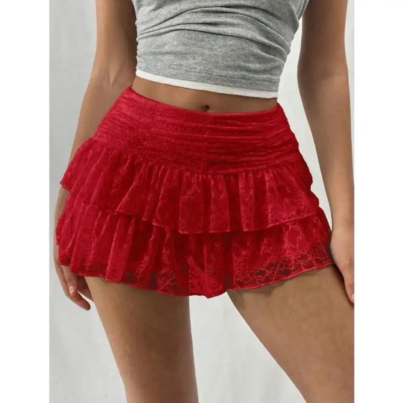 Faionable Sweet Pure Color Двухслойный кружевной белый повседневный спортивный костюм для женщин Новое поступление Transoceanic Seven Sve Top ...