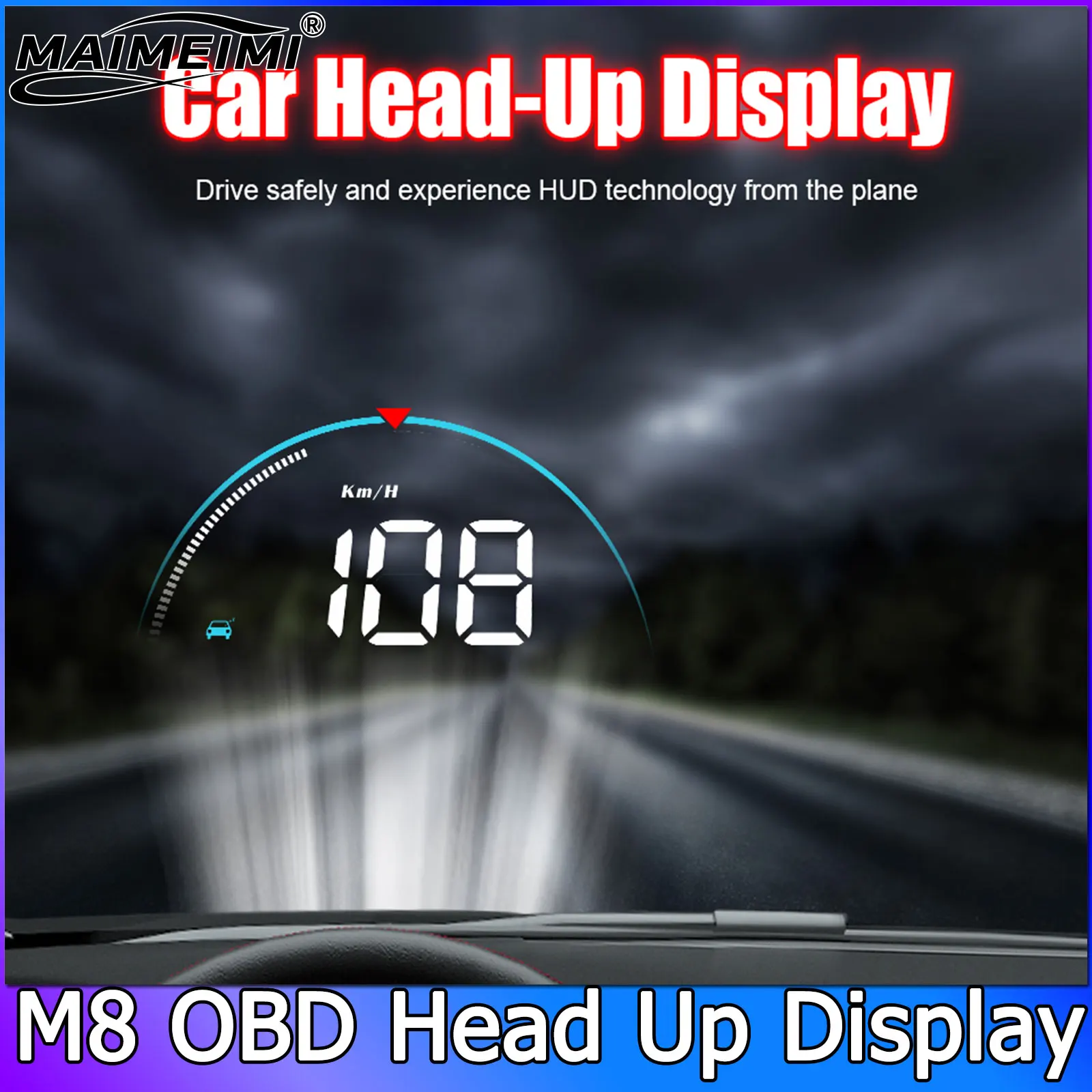 M8 OBD HUD Projector Display Car Head-Up Display Speedometer 5 Alarm Overspeed Voltage Warning Electronic Car Electronics Parts