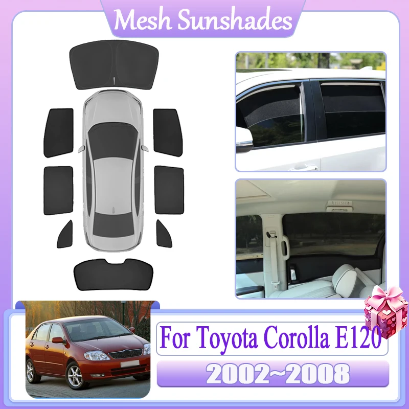 

Car For Toyota Corolla E120 2002 2003 2004 2005 2006~2008 Magnetic Sunshades Cover Coverage Sunscreen Window Visor Accessories