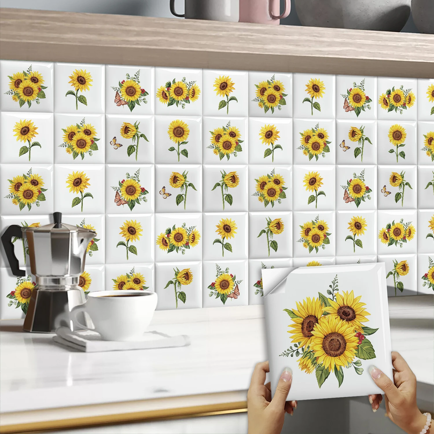 10pcs Modern Luxury Style Tiles Wall Sticker Kitchen Backsplash Oil-proof Cupboard Waterproof Peel & Stick Art Wall Decals