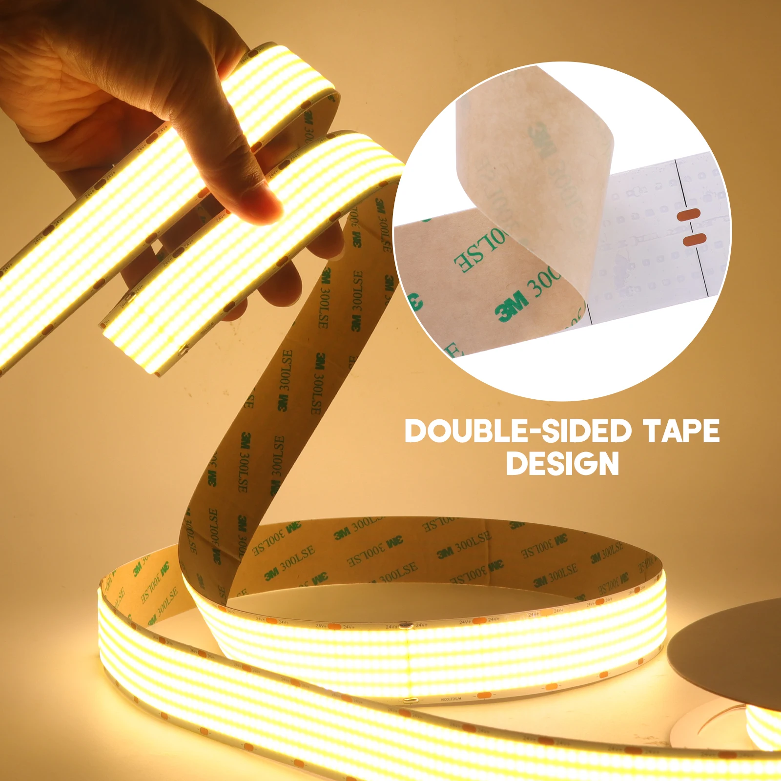 Imagem -04 - Super Bright Cob Led Strip Lights Fita Fob Fita Flexível Corda Quente Natural Branco Frio Largura de 1600leds Dc24v 30 mm Pcb