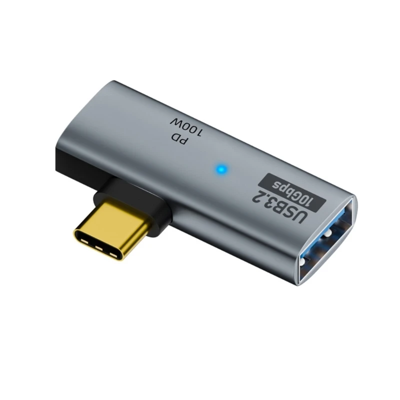 10Gbps TypeC to USB3.0 Adapter Connector PD 100W High Speed Charging Aluminum Alloy Build for Laptop Phone Tablets