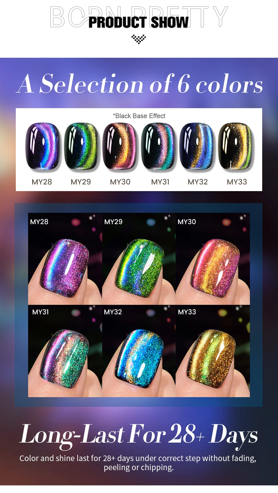 BORN PRETTY 10 ml 9D Polaris Light Cat Magnetic Gel Black Base Needed Semi Permanent Soak Off UV Gel Lack Maniküre – Detail 2