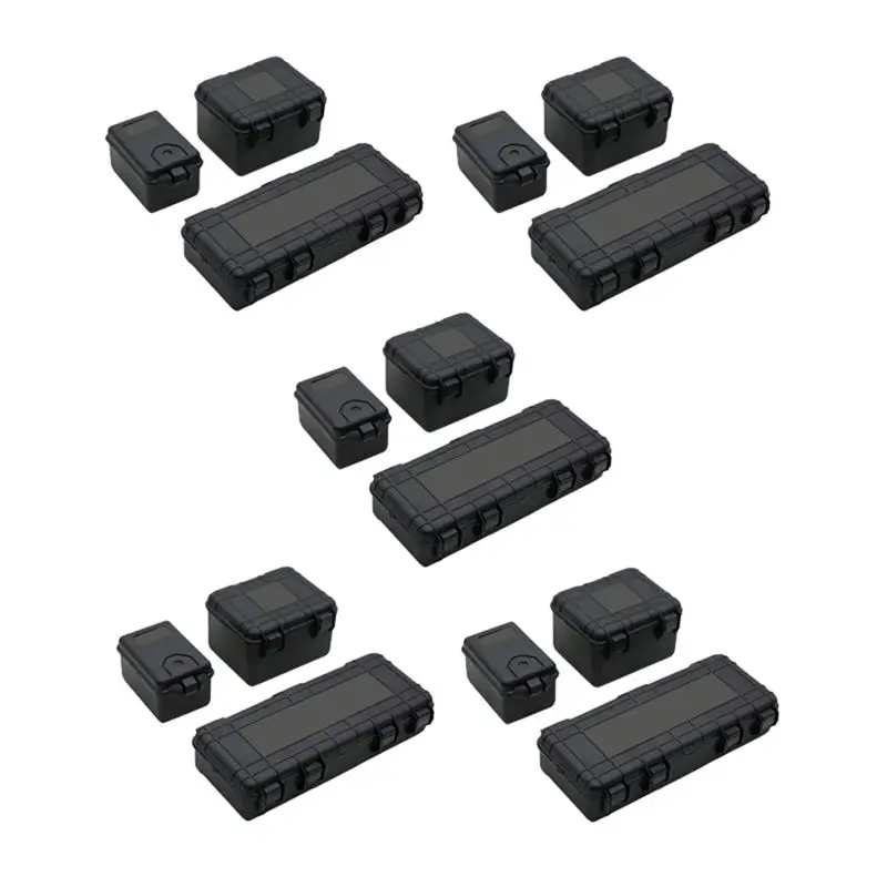 CYGJ-15Pcs Plastic Rc Car Storage Box Decoration Tool For Traxxas Trx4 Axial Scx10 90046 D90 1/10 Black