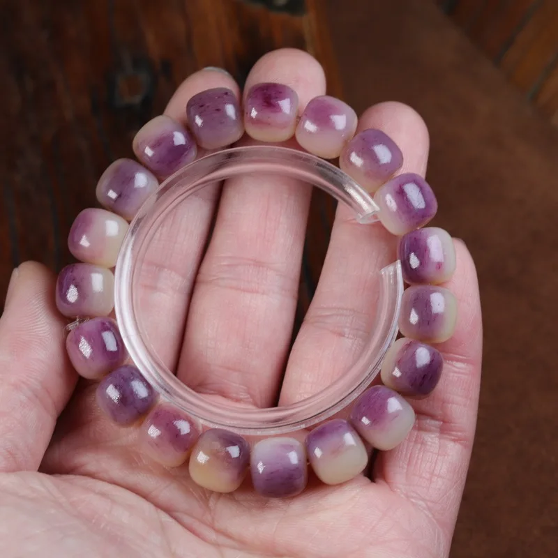Purple blood jade bracelet old style bamboo joint design perfectly round suitable for both men and women
