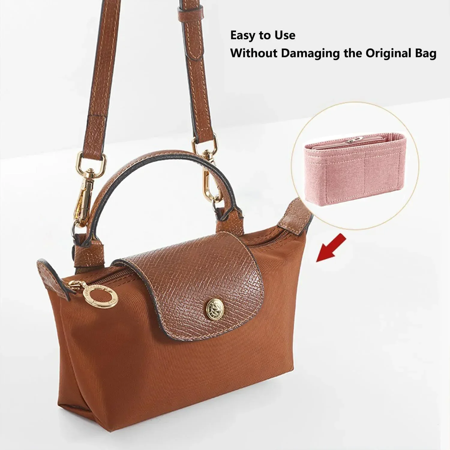 NEW Multi-Pocket Bag The Liner Felt Purse Insert Handbag Liner Bag Organizer for Longchamp Mini Storage Bag