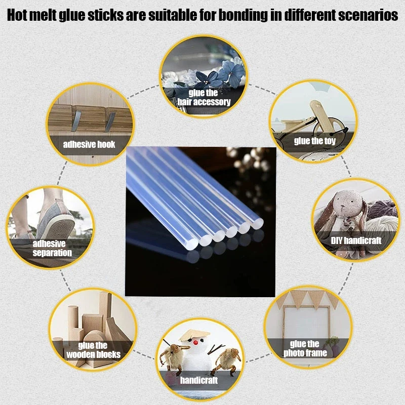 7/11mm 25Pcs Hot Glue Gun Sticks High Temperature Resistant Transparent Sticks Set Adhesive Transparent Hot Melt Gun Glue Sticks