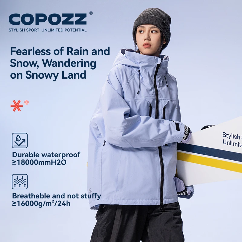 COPOZZ Taslan 3L Snowboard Ski Jacket Wear Men Women Winter Hooded Thickened Warm Parkas Male Snow Jacket for Hiking Camping