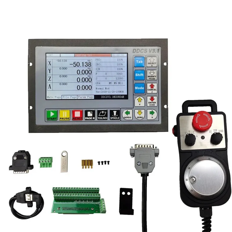 Offline CNC Controller Kit DDCSV3.1, 3- 4, 500KHz, G Code, 4-Axis Emergency Stop, MPG Electronic Handwheel