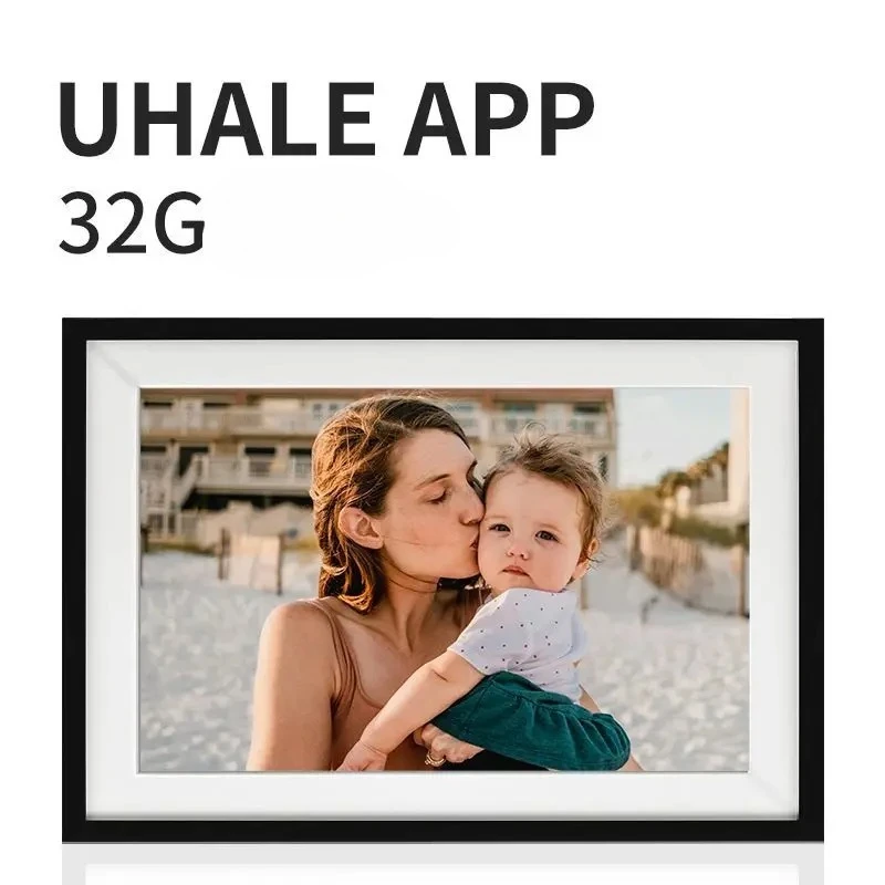 10 Inch Black and White Smart Photo Frame UHALE APP WiFi Touch Screen Cloud Album 32GB