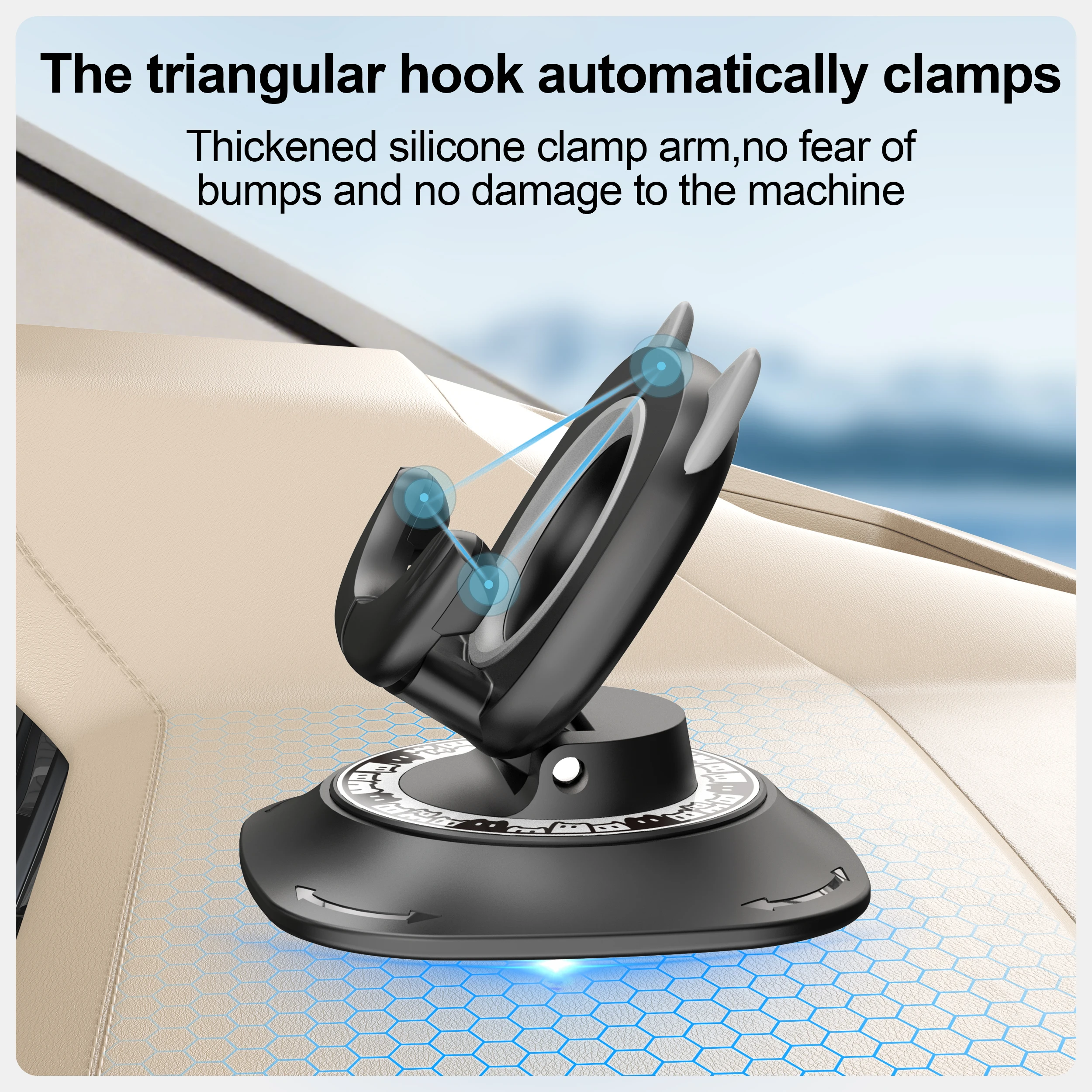 360 Degree Rotating Non-Slip Car Phone Holder Mat Dashboard Cell Phone Stand Compatible with All Smartphones - view 3