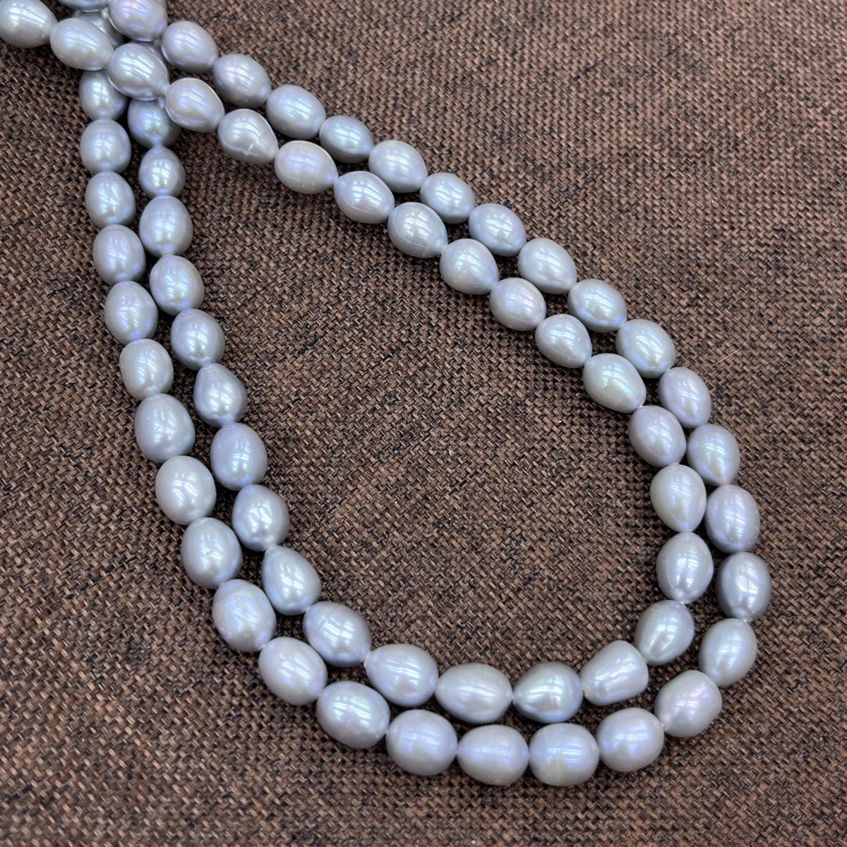 AAAA 7-8mm High-quality Irradiated Gray Rice-shaped Natural Freshwater Pearl Semi-finished Beads for Jewelry Making DIY Necklace
