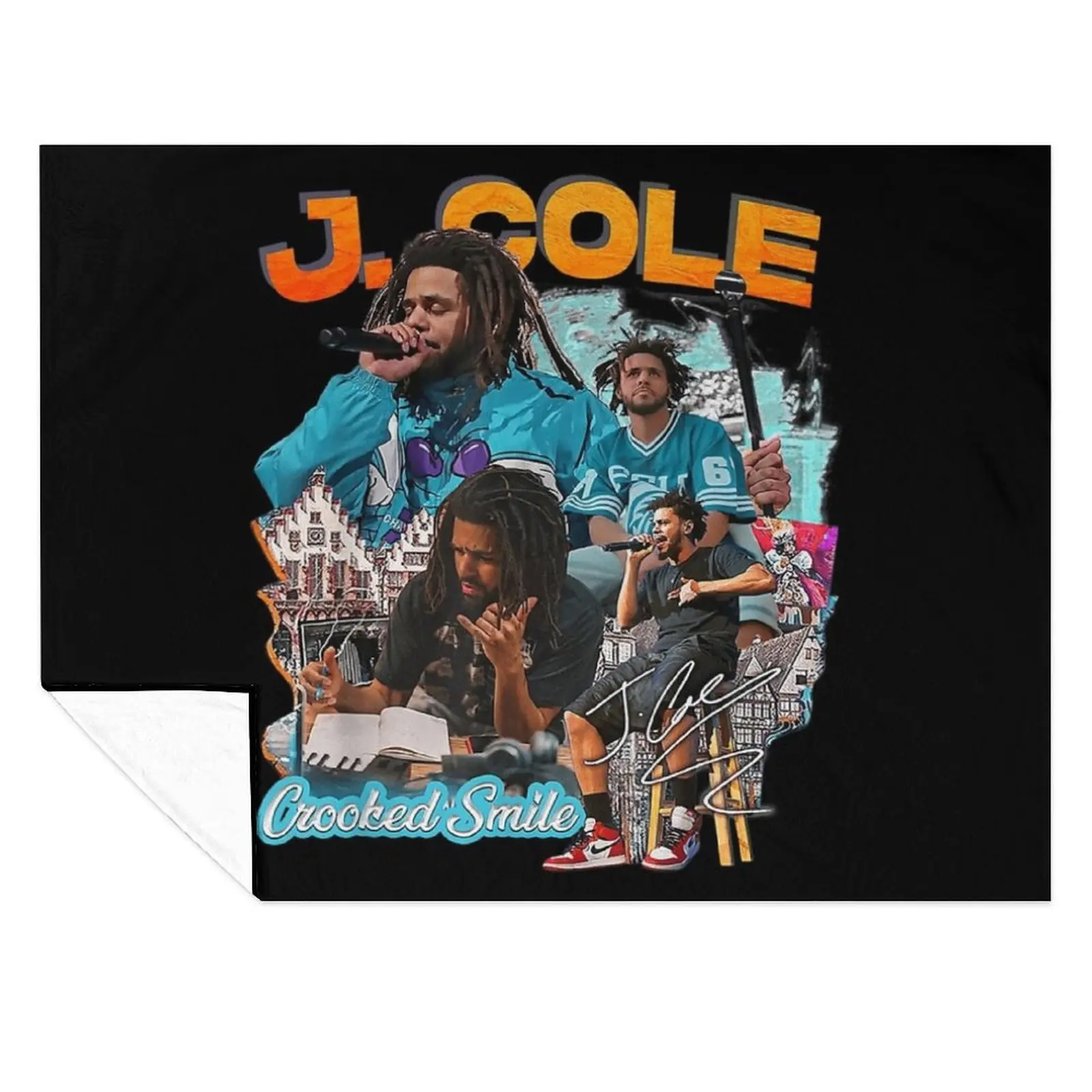 

J.Cole Tee For Men Women Rapper Retro Vintage Throw Blanket Soft Plush Plaid for winter manga Blankets