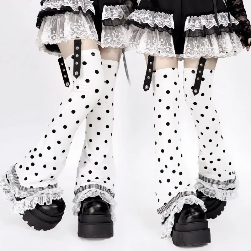 Sweet Y2K Kawaii Flare Leg Warmers Women Gothic Lolita Lace Knee‑Length Leg Cover Harajuku Trendy Socks Cosplay Street Outfit