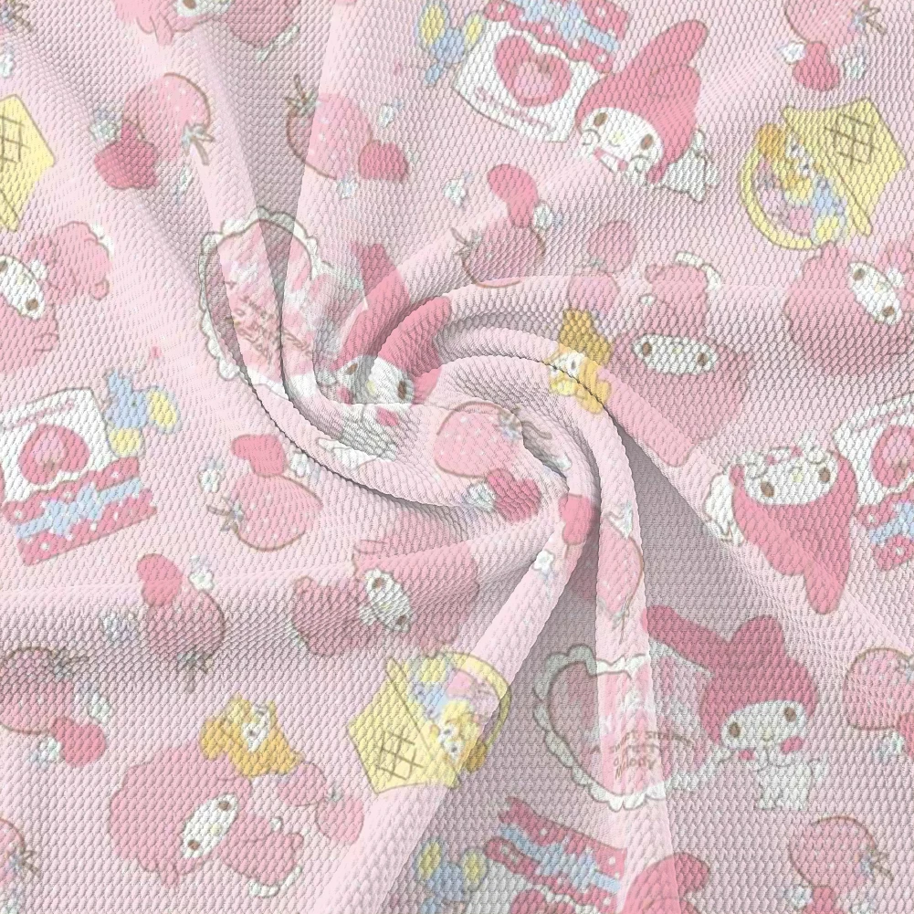 Pink Cartoon My Melody Pattern Printed Bullet Textured Liverpool Patchwork Tissue Kids home textile 50*145cm