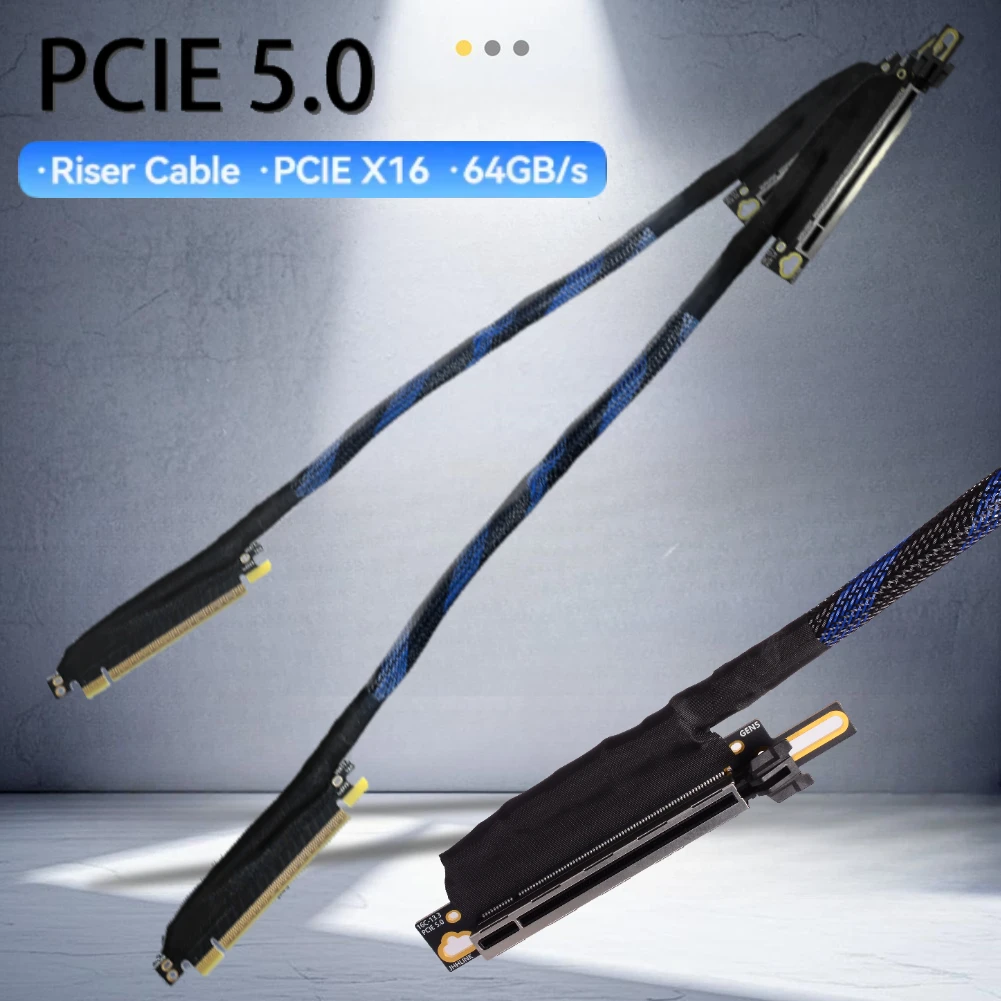 

PCIE 5.0 Soft Extension Cable 90° Right Angle High-Speed Flexible GPU Gen5 X16 Riser Cable Video Card Server 5090 Extension Cord