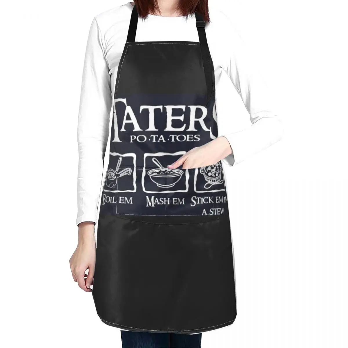 Taters Potatoes Apron For Cooking Kitchen Kawaii Accessories Art kitchen woman Apron