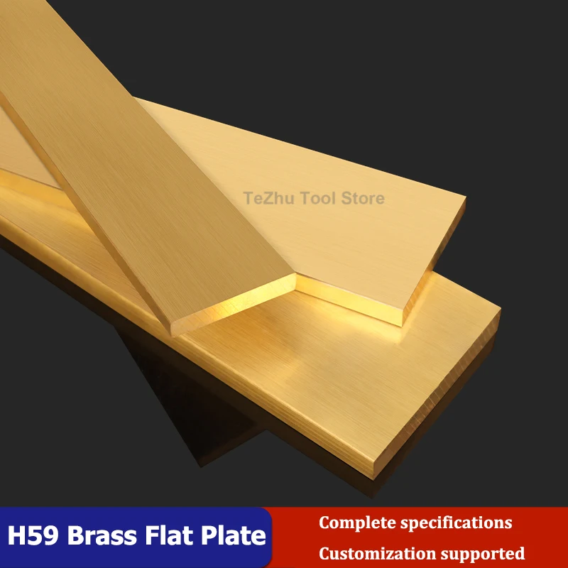 1pc H59 Brass Flat Bar Plate Strip Thickness 2mm 3mm 4mm 5mm 6mm 8mm 10mm 11mm 12mm 13mm 14mm 15mm 32mm Length 100/200/500mm