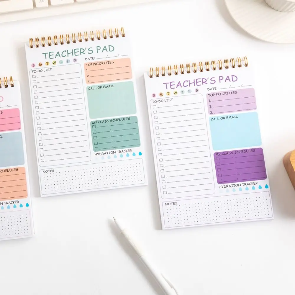 High Quality A4 Teacher Notepad Spiral Binding Durable Cover Academic Planner Lined Pages Teacher Organizer School Supplies