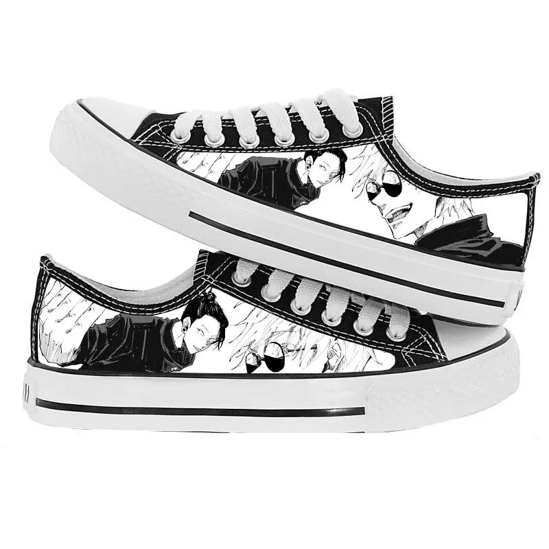 Jujutsu Kaisen Satoru Gojo Sneakers Black Canvas Shoes Anime Graffiti Breathable Cool Street Shoes Brand Sneakers Causal Shoes