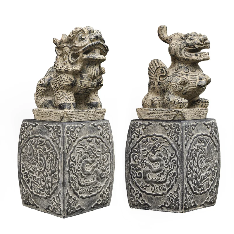 

Villa Courtyard Door Pier Decoration Ornament Pixiu Qilin Lion Small Drum Stone Homestay Entrance Imitation Stone