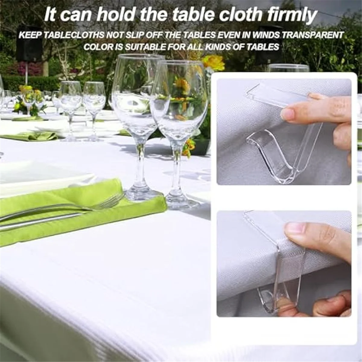 60pcs Transparent Tablecloth Clips Windproof Table Cover Holder Clamps for