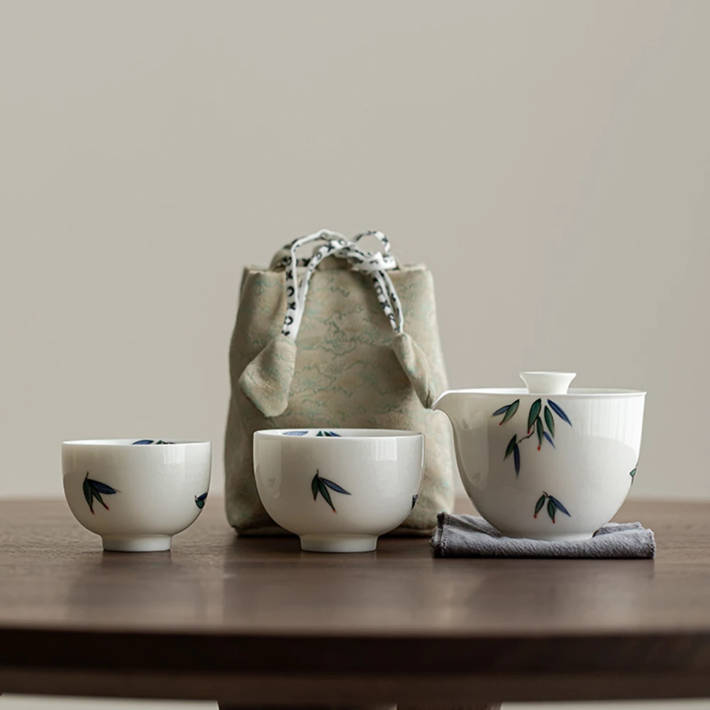 KungFu Tea Set With 1 Teapot 2 Cups Chinese Traditional Ceramic Teacups For Tea Lovers