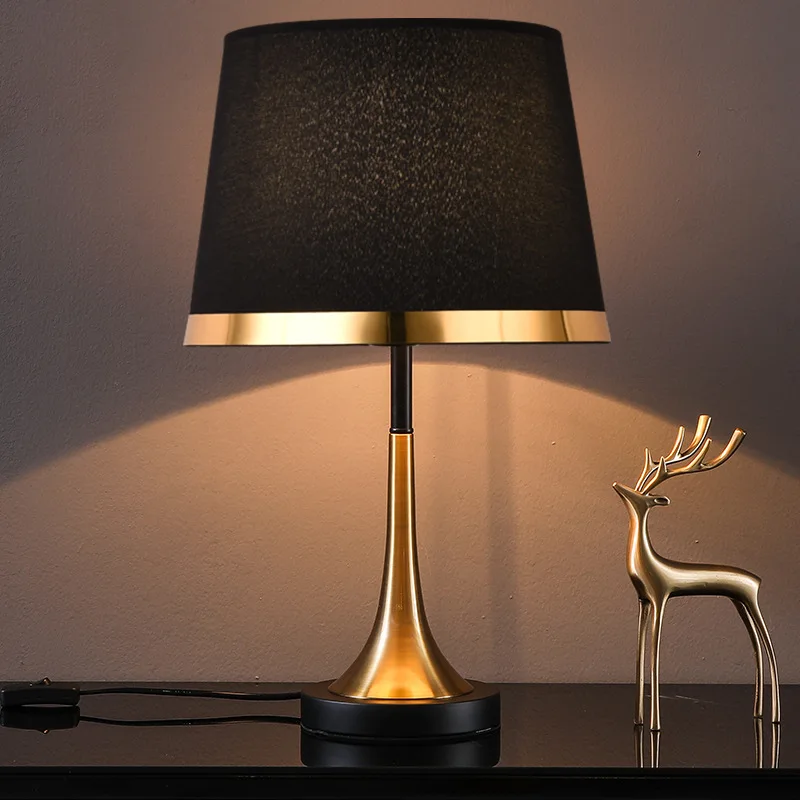 

Nordic Vintage Horn Type Desk Light For Bedroom Bedside Table Night Lamp Fabric Lampshade Home Decoration Led Standing Lamps