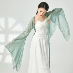 Flowy Chiffon Cardigan White Transparent Classical Dance Blouse Long Water Sleeve Body Rhyme Clothes New Chinese Traditional