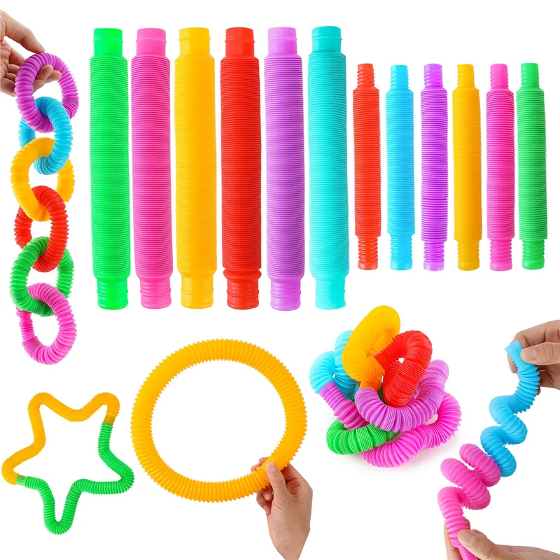 8Pcs/Lot Tubes Sensory Toy Fidget Stress Relieve Squeeze Toys Strbess Relief Educational Antistress Fidget Toys Children Gifts