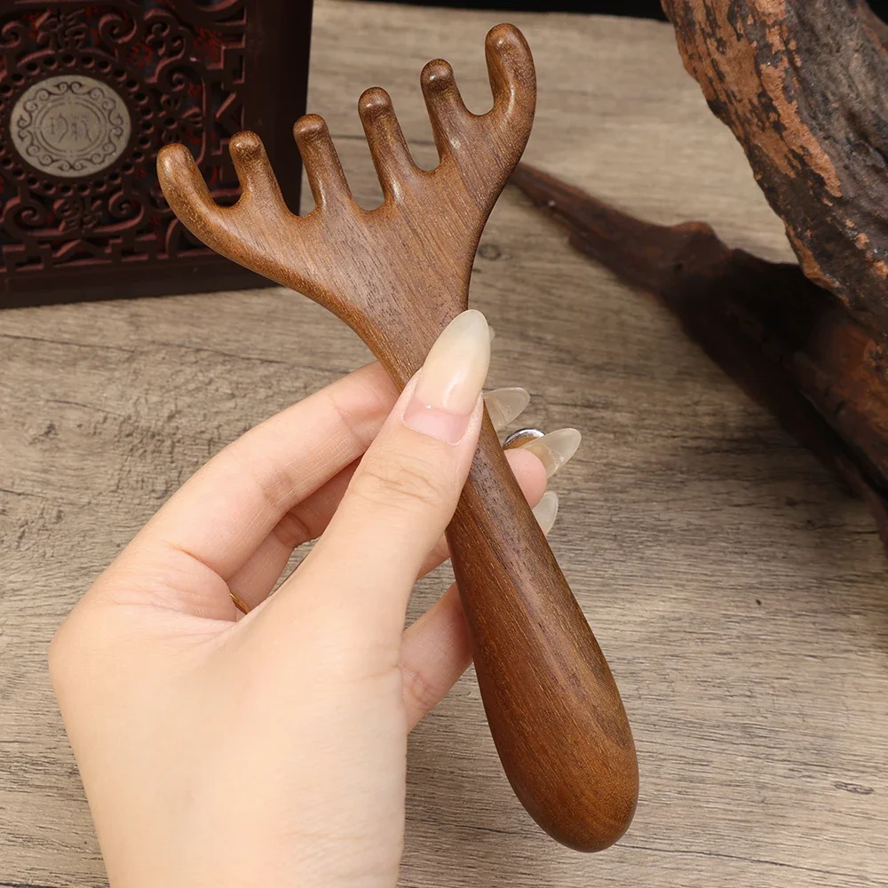 Head Meridian Massage Comb Head Face Scalp Gua Sha Scraping Massager Sandalwood Wide Tooth Facial Guasha Scraping Body Massage