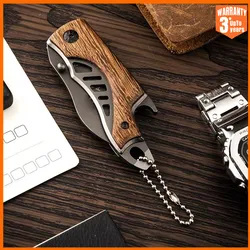 Mini Portable Folding Knife Stainless Steel With Wooden Handle Sharp Fruit Knife Hardness Knife Camping Survival Tool