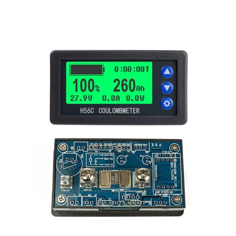 Digital Ammeter Voltmeter Meter Monitor H56CS DC100V Coulometer Battery Capacity Tester 50A LCD Backlight Display