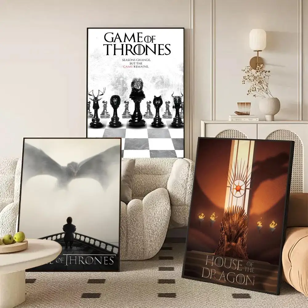 Movie T-ThroneS W-Western D-Dragon Poster Perfect Space Sticker Self Adhesive for Office Home Theater Wall Art Decor Fancy Gift